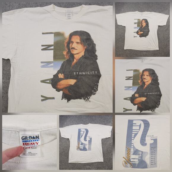 Gildan Other - VTG Y2K Yanni Ethnicity Tour T Shirt Mens 2XL White 2003 Concert Band Tee Music